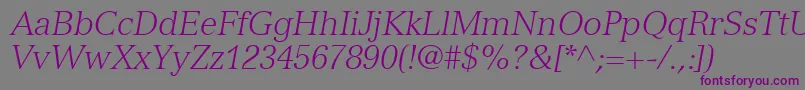 NuanceLightSsiLightItalic-Schriftart – Violette Schriften auf grauem Hintergrund
