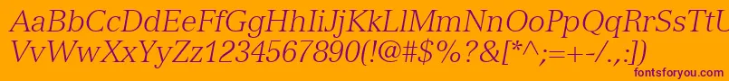 NuanceLightSsiLightItalic-Schriftart – Violette Schriften auf orangefarbenem Hintergrund