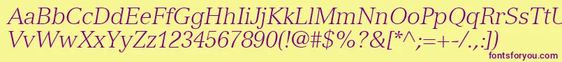 フォントNuanceLightSsiLightItalic – 紫色のフォント、黄色の背景