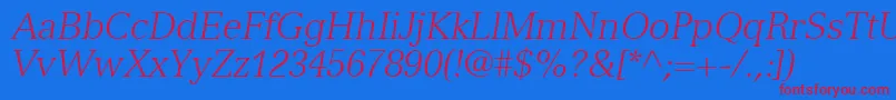 フォントNuanceLightSsiLightItalic – 赤い文字の青い背景