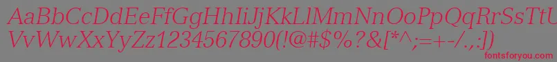 Czcionka NuanceLightSsiLightItalic – czerwone czcionki na szarym tle