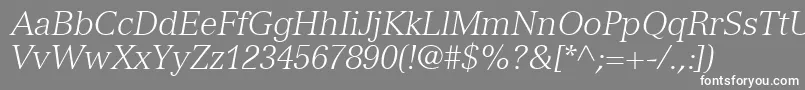 NuanceLightSsiLightItalic-Schriftart – Weiße Schriften auf grauem Hintergrund