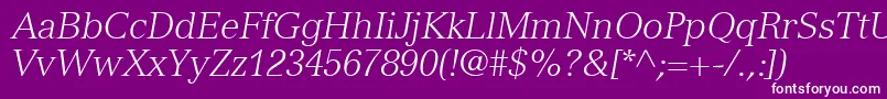 Police NuanceLightSsiLightItalic – polices blanches sur fond violet