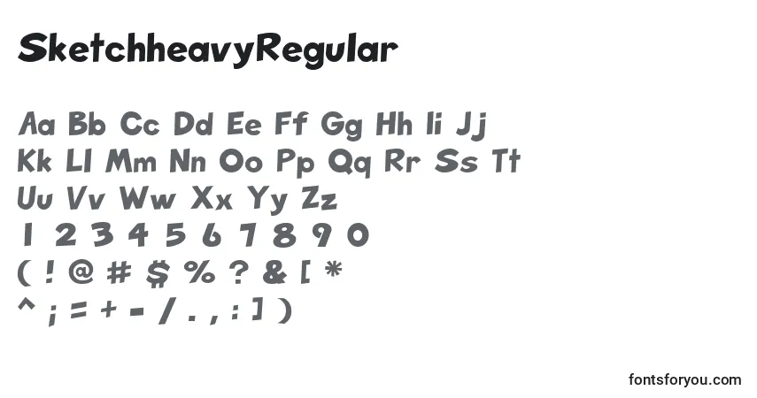 Czcionka SketchheavyRegular – alfabet, cyfry, specjalne znaki