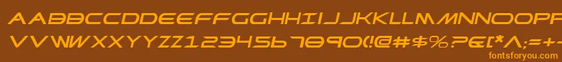 PrometheanExpandedItalic-Schriftart – Orangefarbene Schriften auf braunem Hintergrund