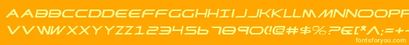 PrometheanExpandedItalic-Schriftart – Gelbe Schriften auf orangefarbenem Hintergrund