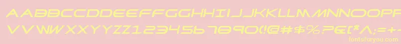 PrometheanExpandedItalic-Schriftart – Gelbe Schriften auf rosa Hintergrund