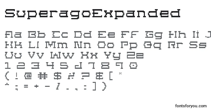 Fuente SuperagoExpanded - alfabeto, números, caracteres especiales