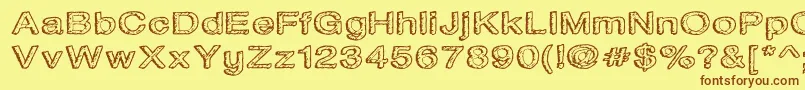 フォントH2ottf – 茶色の文字が黄色の背景にあります。