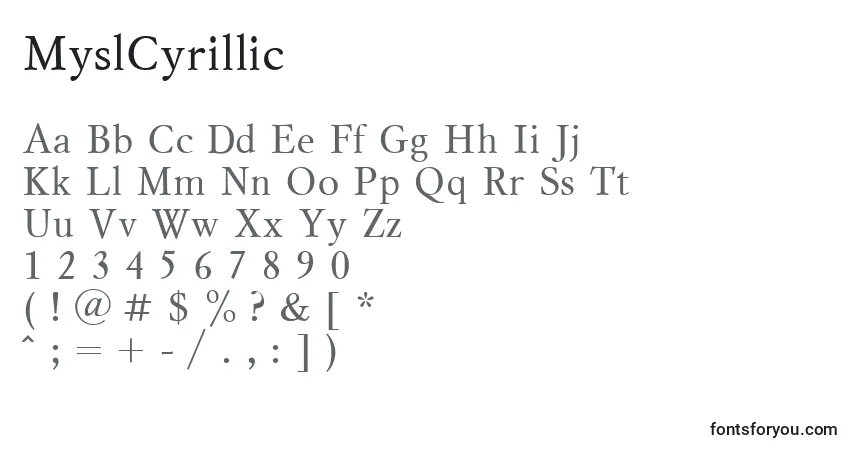 Schriftart MyslCyrillic – Alphabet, Zahlen, spezielle Symbole