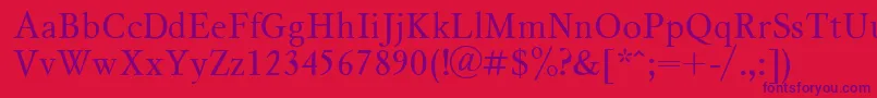 Czcionka MyslCyrillic – fioletowe czcionki na czerwonym tle