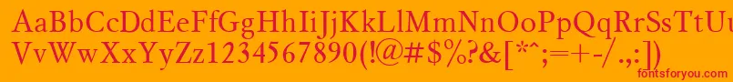 MyslCyrillic-Schriftart – Rote Schriften auf orangefarbenem Hintergrund