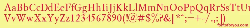 フォントMyslCyrillic – 赤い文字の黄色い背景