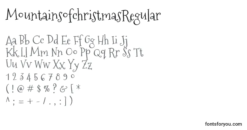 Czcionka MountainsofchristmasRegular – alfabet, cyfry, specjalne znaki