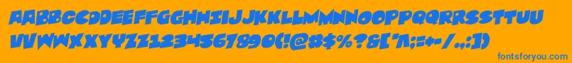 Zounderkiterotal-Schriftart – Blaue Schriften auf orangefarbenem Hintergrund