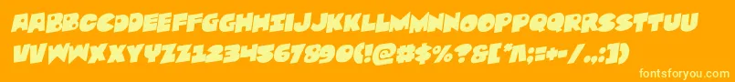 Zounderkiterotal-Schriftart – Gelbe Schriften auf orangefarbenem Hintergrund