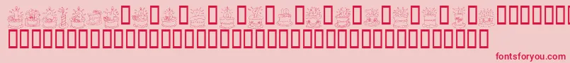 Шрифт KrBirthdayCakeDings – красные шрифты на розовом фоне