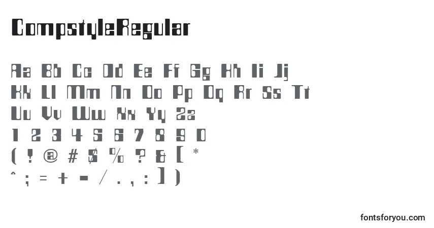 A fonte CompstyleRegular – alfabeto, números, caracteres especiais