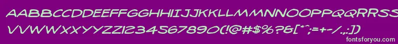 98bottlesexpandital Font – Green Fonts on Purple Background