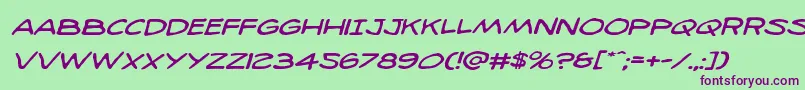 98bottlesexpandital Font – Purple Fonts on Green Background