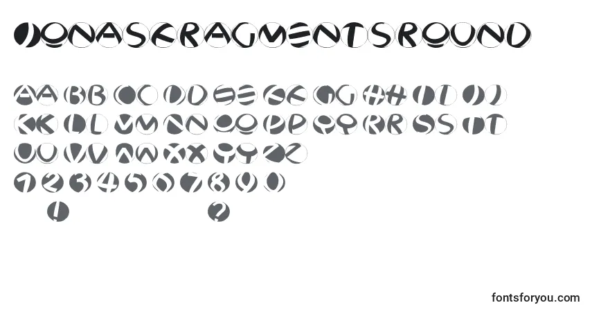 Schriftart Jonasfragmentsround – Alphabet, Zahlen, spezielle Symbole