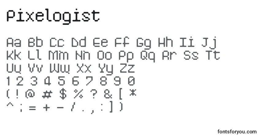 A fonte Pixelogist – alfabeto, números, caracteres especiais