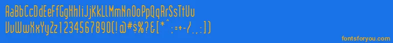 フォントInstitutionRegular – オレンジ色の文字が青い背景にあります。