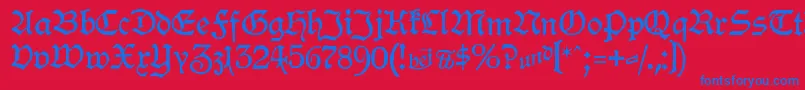 HamburgerSchwabacher-fontti – siniset fontit punaisella taustalla