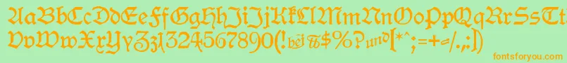 HamburgerSchwabacher-Schriftart – Orangefarbene Schriften auf grünem Hintergrund