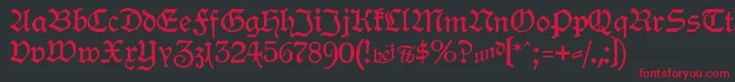 フォントHamburgerSchwabacher – 黒い背景に赤い文字