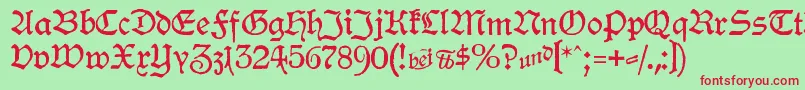 HamburgerSchwabacher-Schriftart – Rote Schriften auf grünem Hintergrund