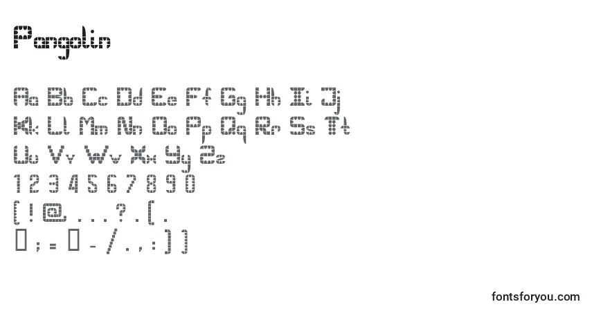 Schriftart Pangolin – Alphabet, Zahlen, spezielle Symbole