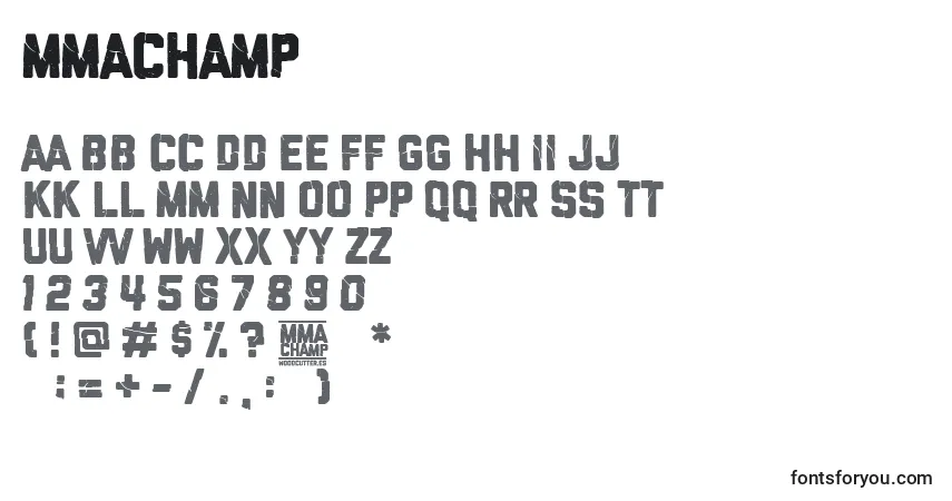 Schriftart MmaChamp – Alphabet, Zahlen, spezielle Symbole
