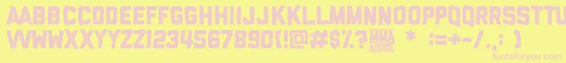MmaChamp Font – Pink Fonts on Yellow Background
