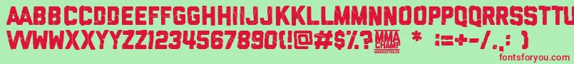 MmaChamp Font – Red Fonts on Green Background