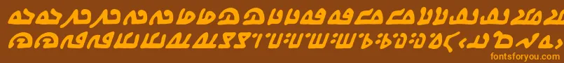 フォントWecomeinpeacebbBi – オレンジ色の文字が茶色の背景にあります。