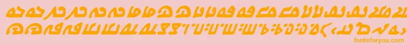 フォントWecomeinpeacebbBi – オレンジの文字がピンクの背景にあります。