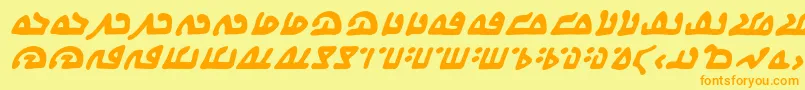 フォントWecomeinpeacebbBi – オレンジの文字が黄色の背景にあります。