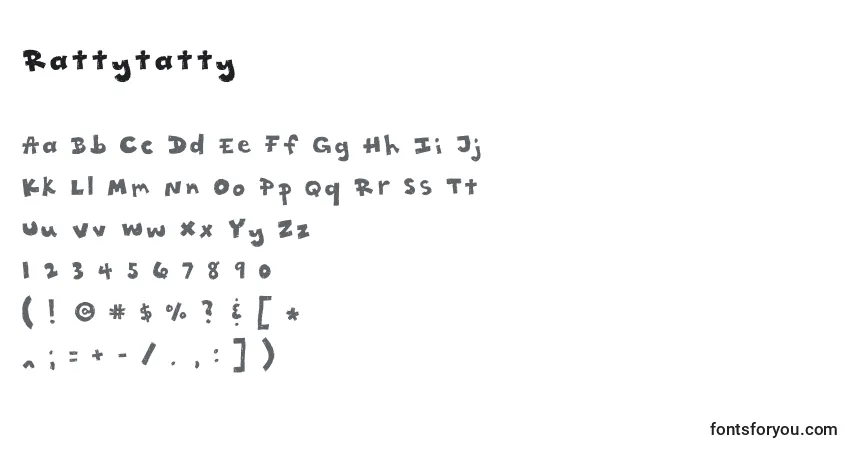 Schriftart Rattytatty – Alphabet, Zahlen, spezielle Symbole