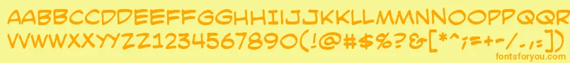 フォントSmackattackbbReg – オレンジの文字が黄色の背景にあります。