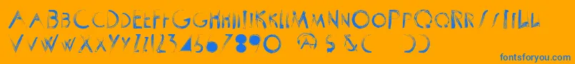 フォントScrapistRegular – オレンジの背景に青い文字