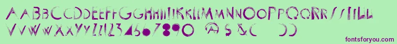 Czcionka ScrapistRegular – fioletowe czcionki na zielonym tle