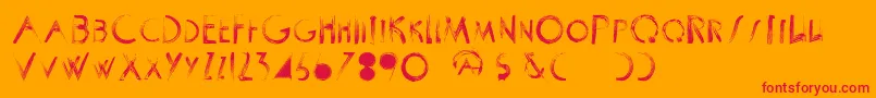 ScrapistRegular-Schriftart – Rote Schriften auf orangefarbenem Hintergrund