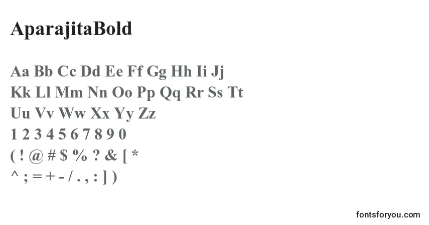 Czcionka AparajitaBold – alfabet, cyfry, specjalne znaki