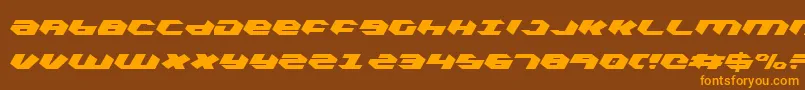 KubrickCondensedLight-Schriftart – Orangefarbene Schriften auf braunem Hintergrund