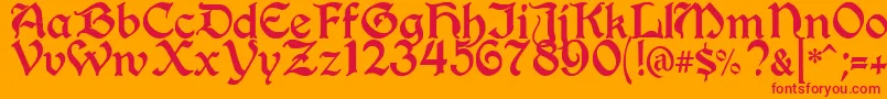フォントBerryRotunda – オレンジの背景に赤い文字