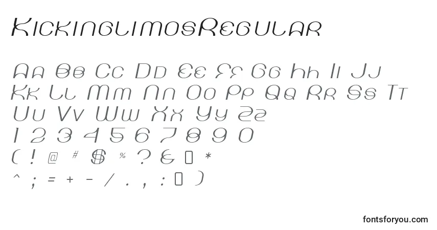 A fonte KickinglimosRegular – alfabeto, números, caracteres especiais
