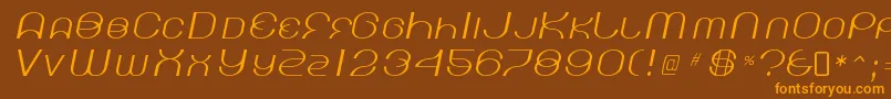 KickinglimosRegular-Schriftart – Orangefarbene Schriften auf braunem Hintergrund