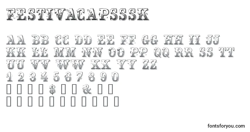 Schriftart Festivacapsssk – Alphabet, Zahlen, spezielle Symbole