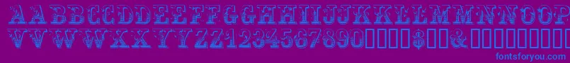 フォントFestivacapsssk – 紫色の背景に青い文字